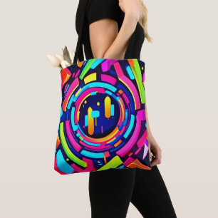 Neon Pulse: A Digital Symphony Tote Bag