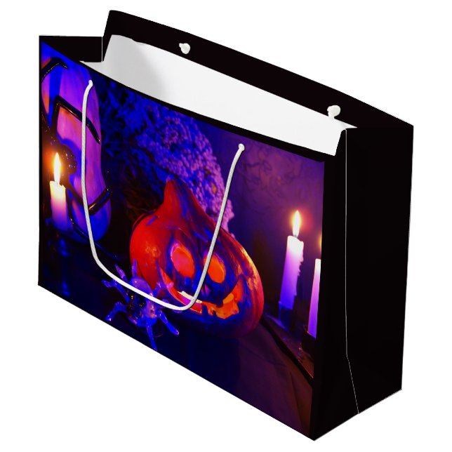 Neon pumpkins large gift bag (Front Angled)