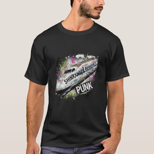 Neon Punk Shinkansen – Dirty Japan Bullet Train Gr T-Shirt (Front)