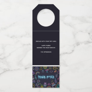Neon Purim Bottle Tag