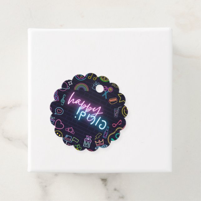 Neon Purim Favour Tags (In Situ)