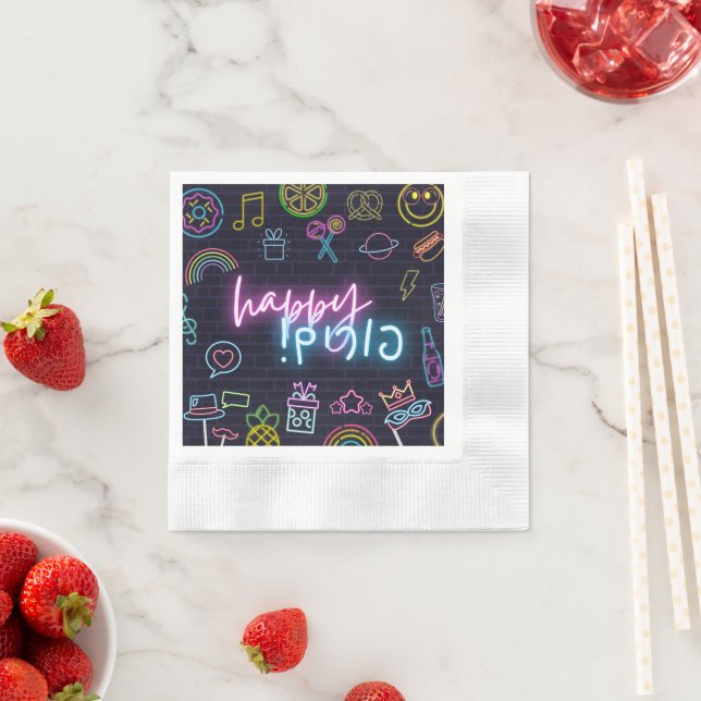 Neon Purim Napkin (Insitu)