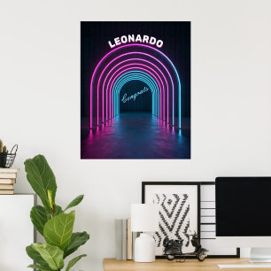 Neon Purple And Blue Archway Poster