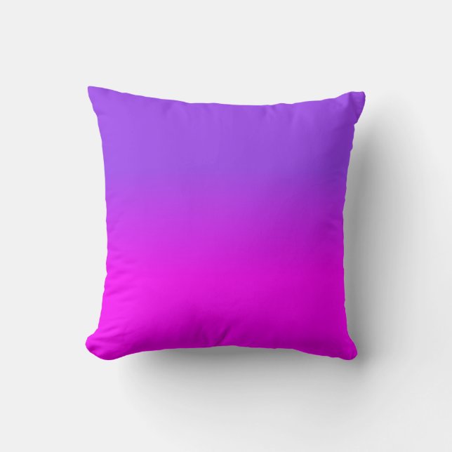 Neon Purple and Hot Pink Ombre Shade Colour Fade Cushion (Front)