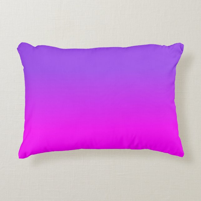 Neon Purple and Hot Pink Ombre Shade Colour Fade Decorative Cushion (Front)