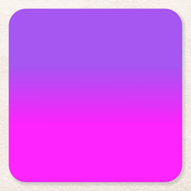 Neon Purple and Hot Pink Ombre Shade Colour Fade S Square Paper Coaster (Front)