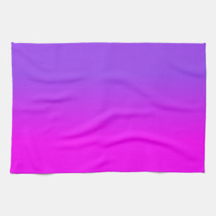 Neon Purple and Hot Pink Ombre Shade Colour Fade Tea Towel