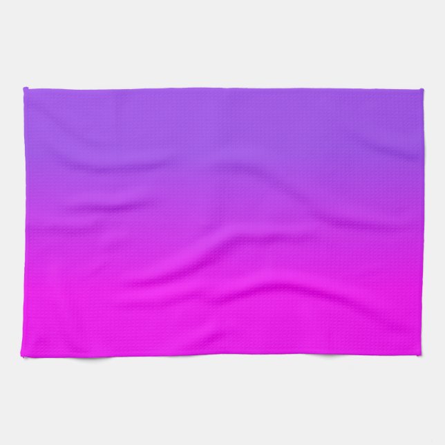 Neon Purple and Hot Pink Ombre Shade Colour Fade Tea Towel (Horizontal)