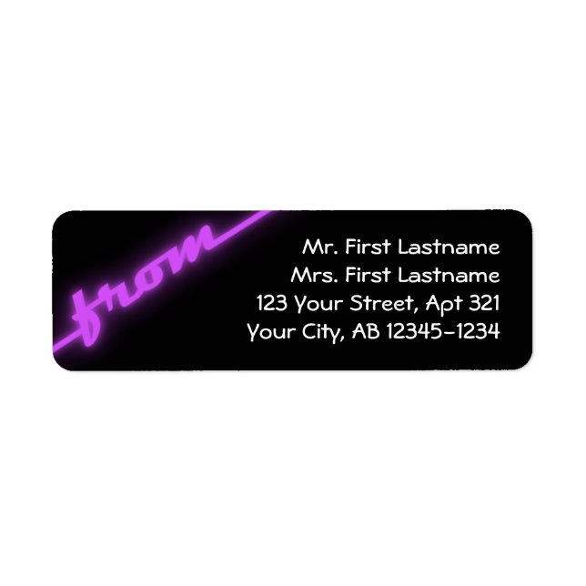 Neon Purple & Black Return Address Labels (Front)