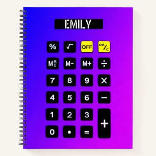 Neon Purple Calculator with Name  Notebook
