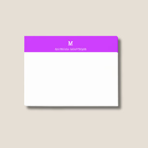 Neon Purple Chic Personalized Name Letter Monogram Post-it Notes