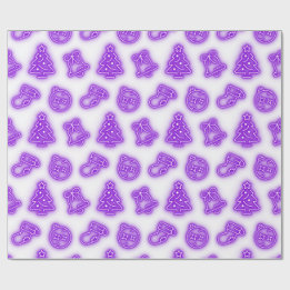 Neon Purple Christmas on White Wrapping Paper