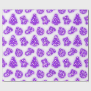 Neon Purple Christmas on White Wrapping Paper