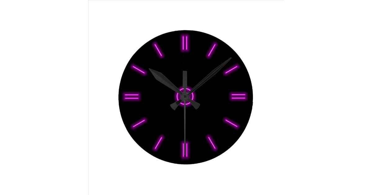 Neon Purple Clock Zazzle.co.uk
