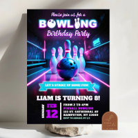 Neon Purple Cosmic Bowling Game On Birthday