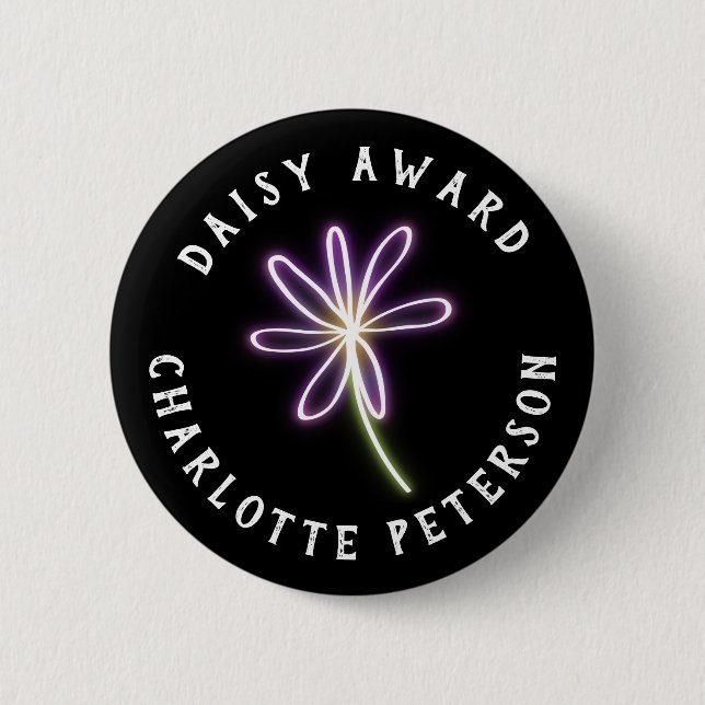 Neon Purple Daisy Award 6 Cm Round Badge (Front)