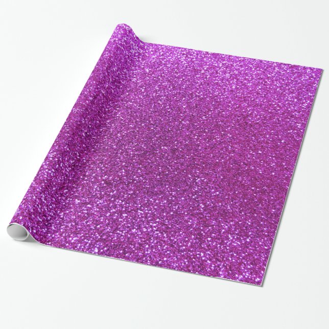 Neon purple glitter wrapping paper (Unrolled)