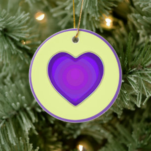 NEON & purple hearts beating Ceramic Tree Decoration