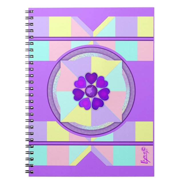 NEON & purple hearts beating Notebook (Front)