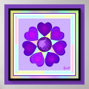 NEON & purple hearts beating Poster