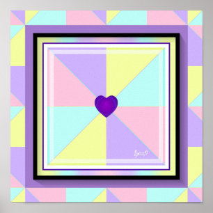 NEON & purple hearts beating Poster