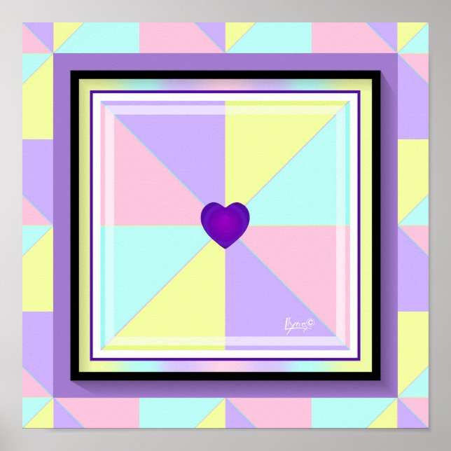 NEON & purple hearts beating Poster (Front)