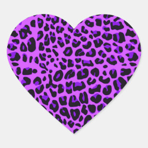 Neon purple leopard print pattern heart sticker