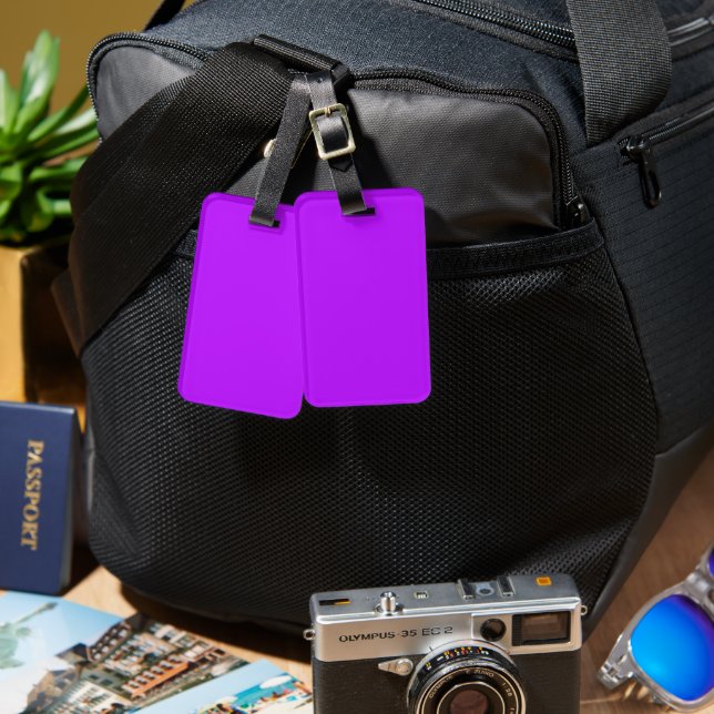 Neon Purple Luggage Tag (Front & Back)
