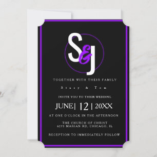 Neon Purple Modern Glam Glow Wedding Suite Invitation