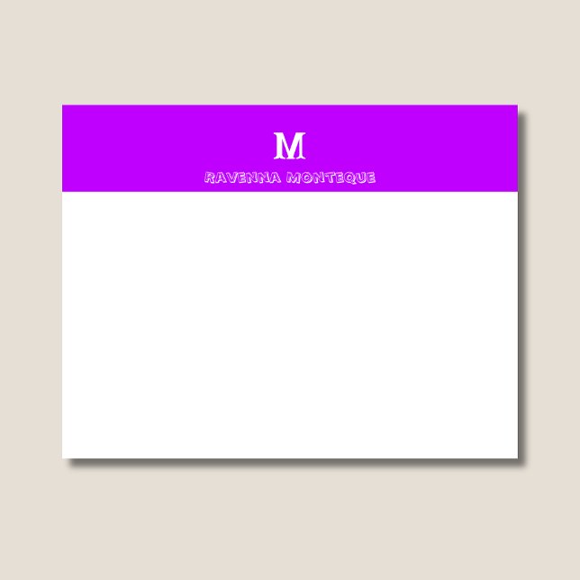 Neon Purple Personalised Name Letter Monogram  Card (Creator Uploaded)