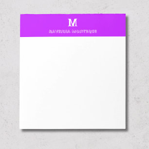 Neon Purple Personalised Name Letter Monogram Notepad