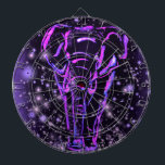 Neon Purple Pink Elephant Walking At Starry Night  Dartboard<br><div class="desc">Neon Purple Pink Elephant Walking At Starry Night Magic Animal Drawing - Choose / Add Your Unique Text / Colour - Make Your Special Gift - Resize and move or remove and add elements / image with customisation tool ! - Drawing and Design by MIGNED. You can also transfer my...</div>