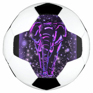 Neon Purple Pink Elephant Walking At Starry Night Football