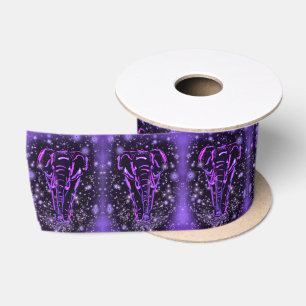 Neon Purple Pink Elephants Ribbon Satin Ribbon