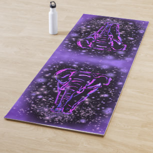 Neon Purple Pink Elephants Walking At Starry Nigh Yoga Mat