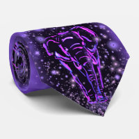 Neon Purple Pink Elephants Walking At Starry Night