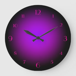 Neon Purple & Pink Glow Black Large Clock