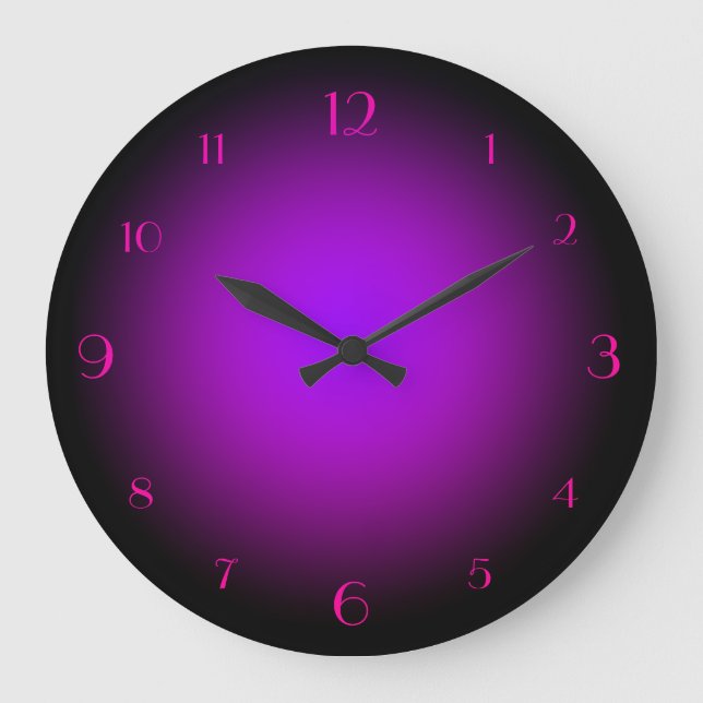 Neon Purple & Pink Glow Black Large Clock (Front)