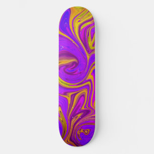 Neon Purple Pink Yellow Abstract Design Skateboard