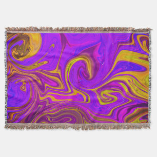 Neon Purple Pink Yellow Abstract Design Throw Blanket
