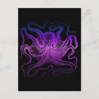 Neon Purple Sea Octopus Ocean Cephalopod Postcard