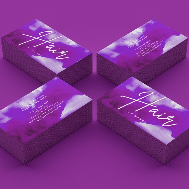 Neon & Purple Smoke Hair Business Card (Creator Uploaded)