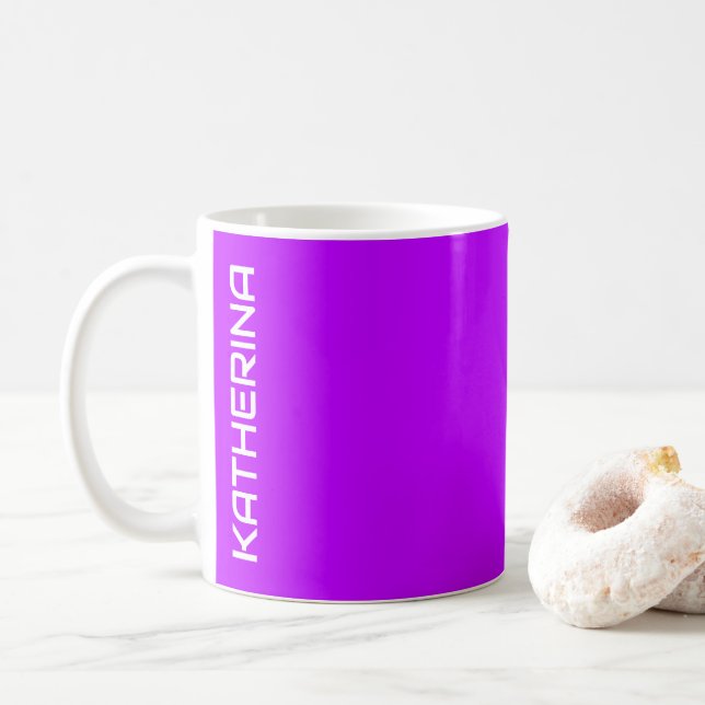 Neon Purple Solid Colour | Classic Personalised  Coffee Mug (With Donut)