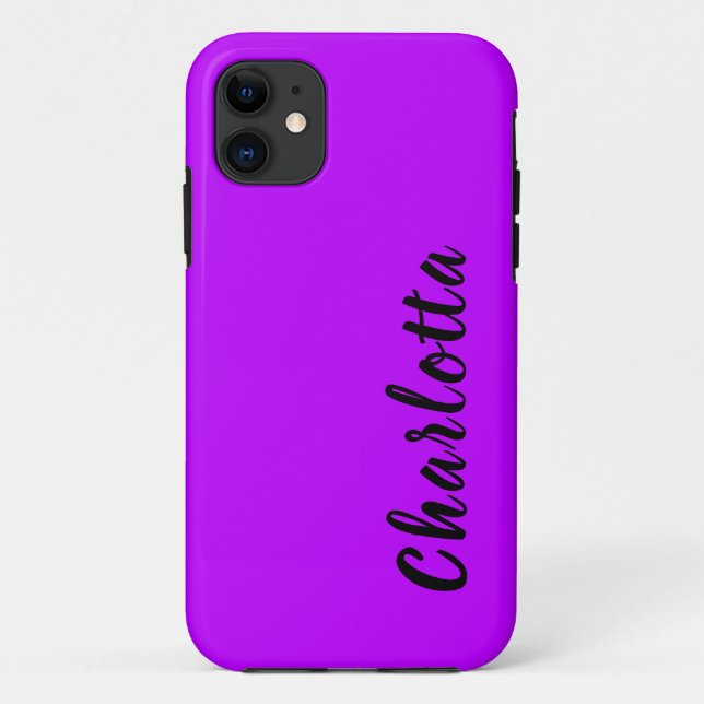 Neon Purple Solid Colour | Custom Personalise Case-Mate iPhone Case (Back)