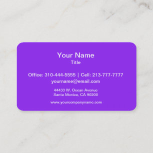 Neon Purple Solid Colour Customise It Business Card