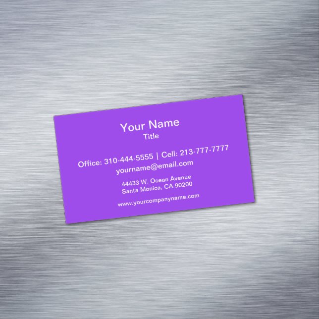 Neon Purple Solid Colour Customise It Magnetic Business Card (In Situ)