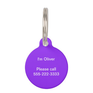 Neon Purple Solid Colour Customise It Pet Tag