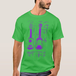 Neon Purple Ukulele Da Vinci Blueprint T-Shirt