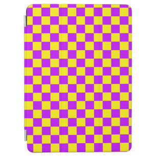 Neon Purple Yellow Chequered Chequerboard Vintage iPad Air Cover