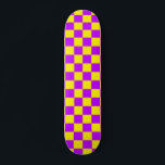 Neon Purple Yellow Chequered Chequerboard Vintage Skateboard<br><div class="desc">Vintage Neon Purple and Yellow Chequered Chequerboard</div>